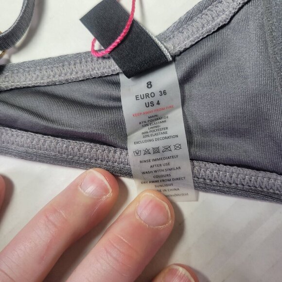 South Beach Women Grey Adjustable Underwire Bikini Top Swimwear Beach Size 8 US - Picture 9 of 9